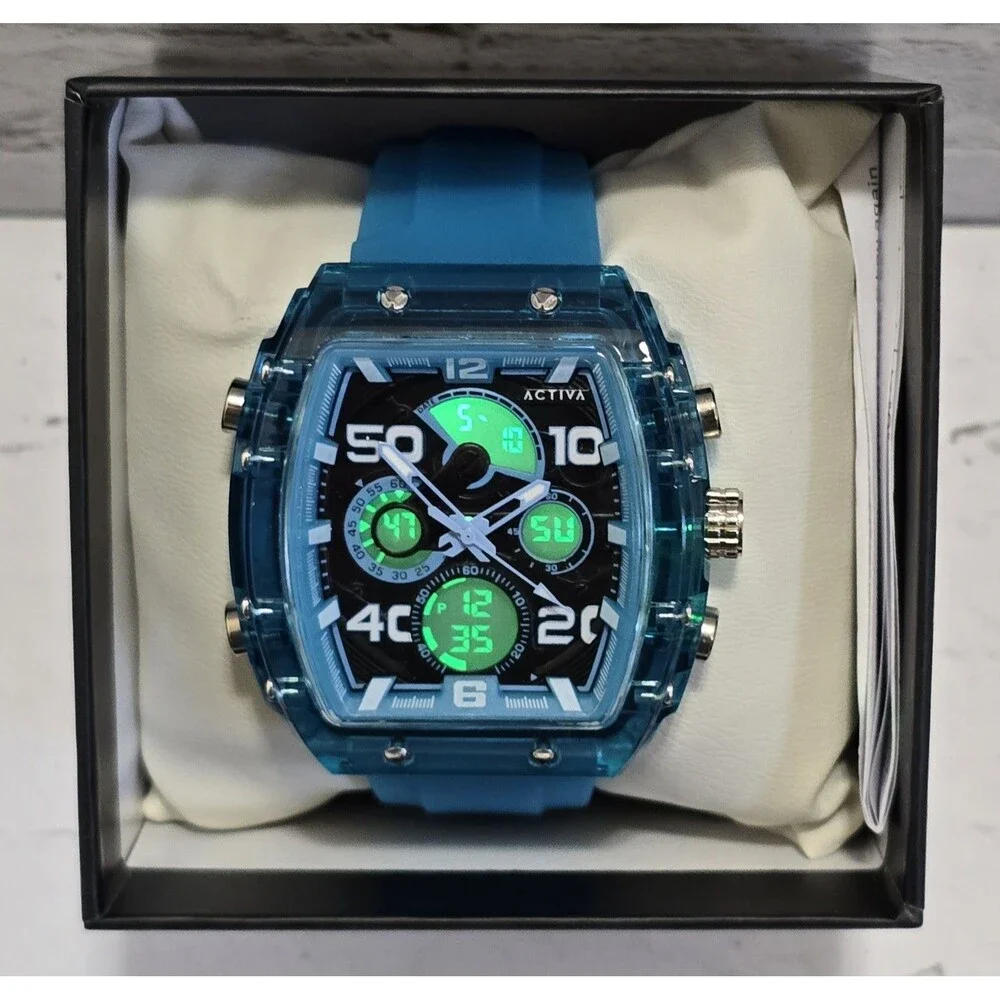 Activa X Invicta Digital Essentials Men's Watch 45mm Light Blue ACW8109-006 New